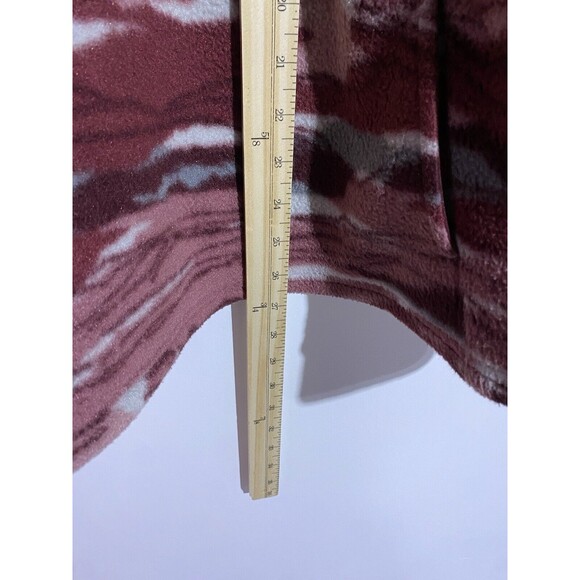 LL Bean Sweater Womens L Burgundy Aztec Western Boho Cozy Soft Fleece Hooded - Picture 10 of 11